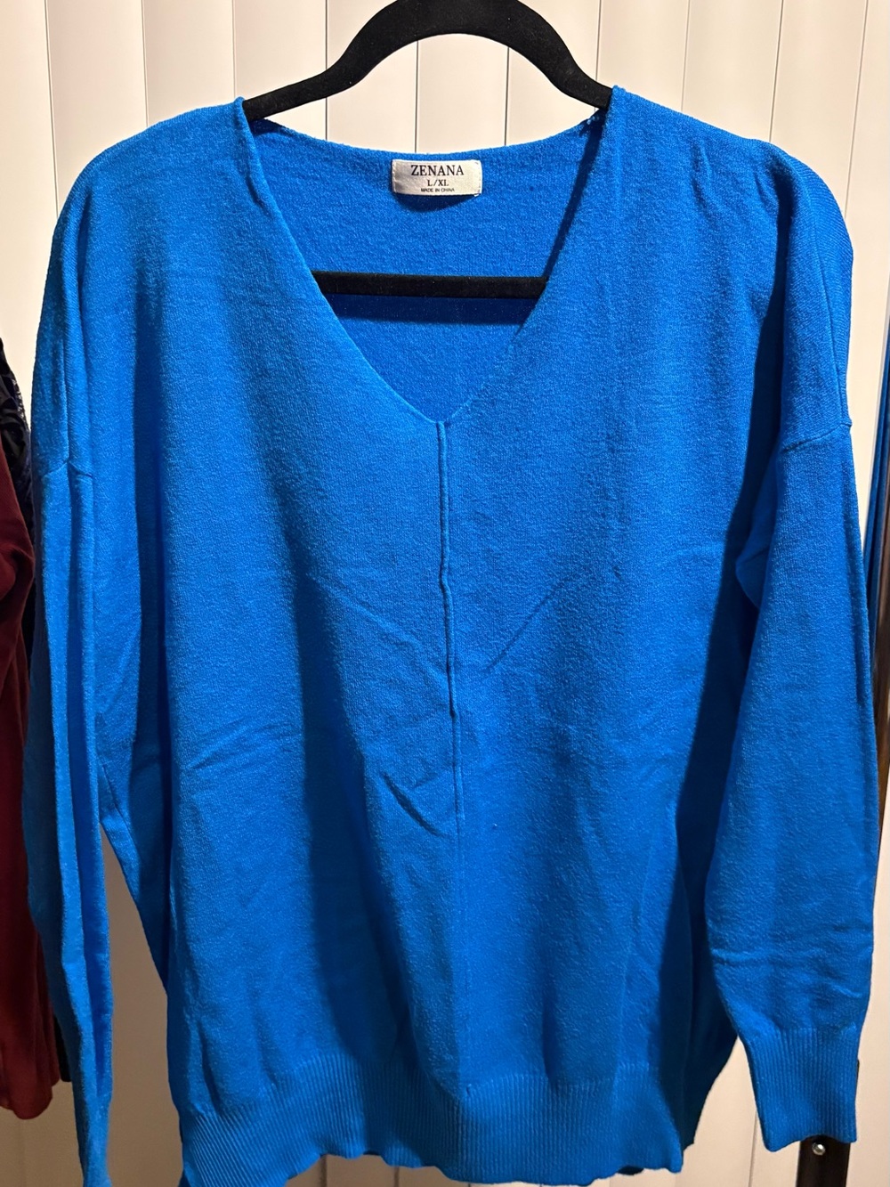 Zenana Outfitters women’s V-Neck Sweater in Cobalt Blue